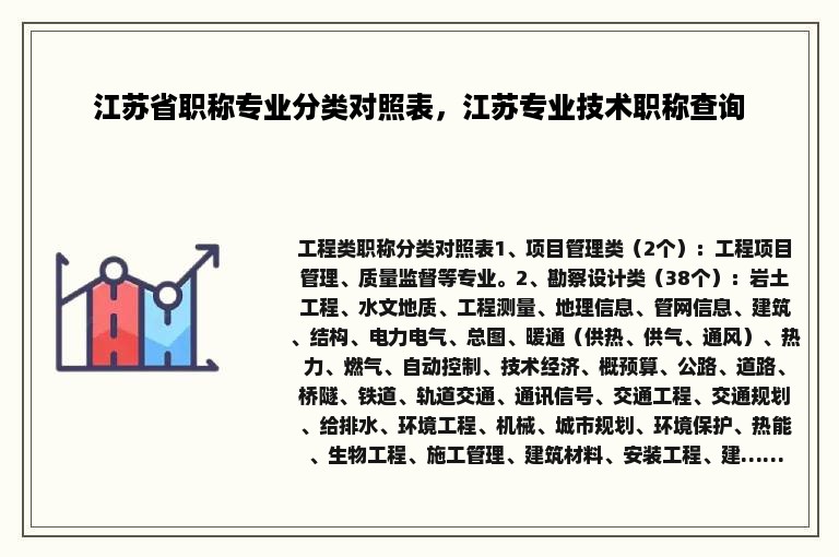 江苏省职称专业分类对照表，江苏专业技术职称查询