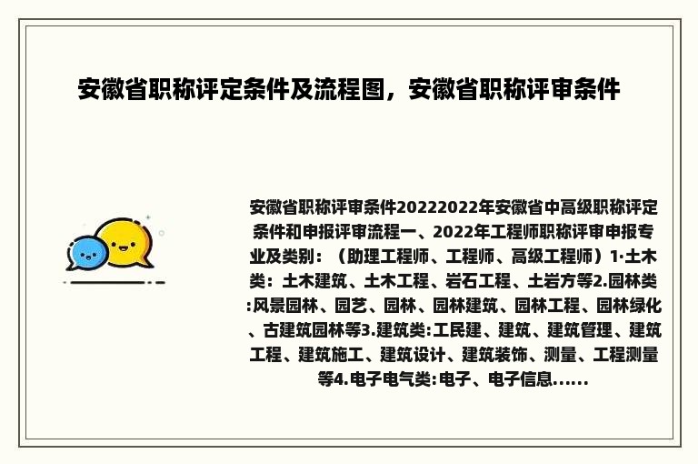 安徽省职称评定条件及流程图，安徽省职称评审条件