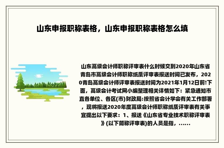 山东申报职称表格，山东申报职称表格怎么填