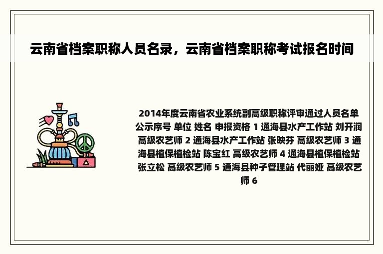 云南省档案职称人员名录，云南省档案职称考试报名时间