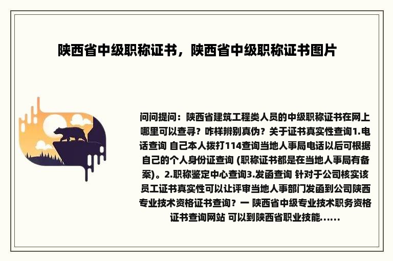 陕西省中级职称证书，陕西省中级职称证书图片