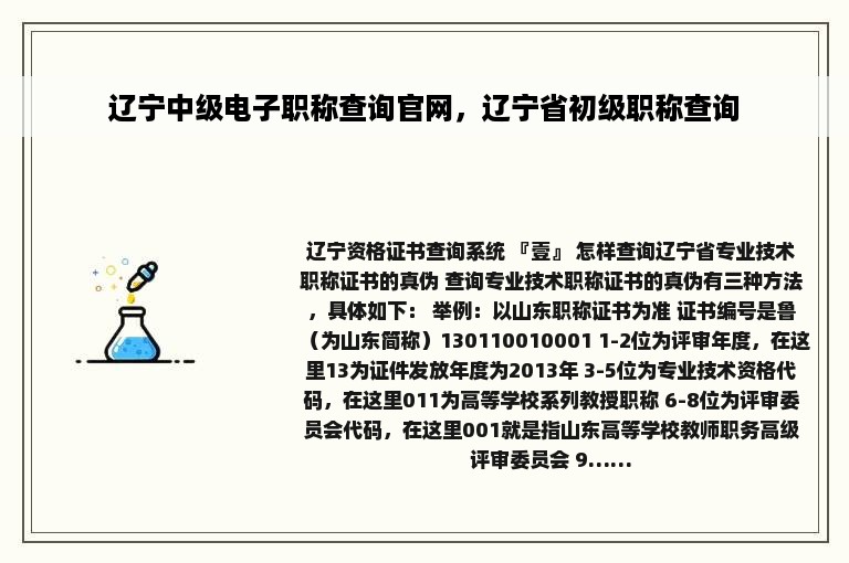 辽宁中级电子职称查询官网，辽宁省初级职称查询