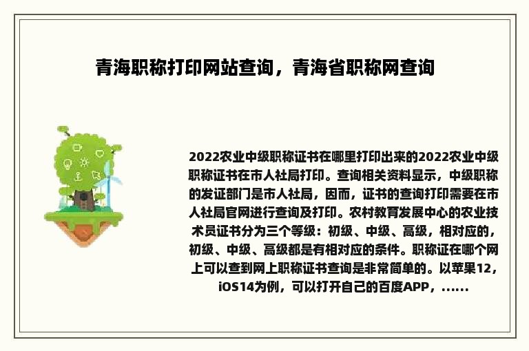 青海职称打印网站查询，青海省职称网查询