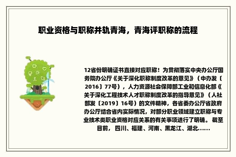 职业资格与职称并轨青海，青海评职称的流程