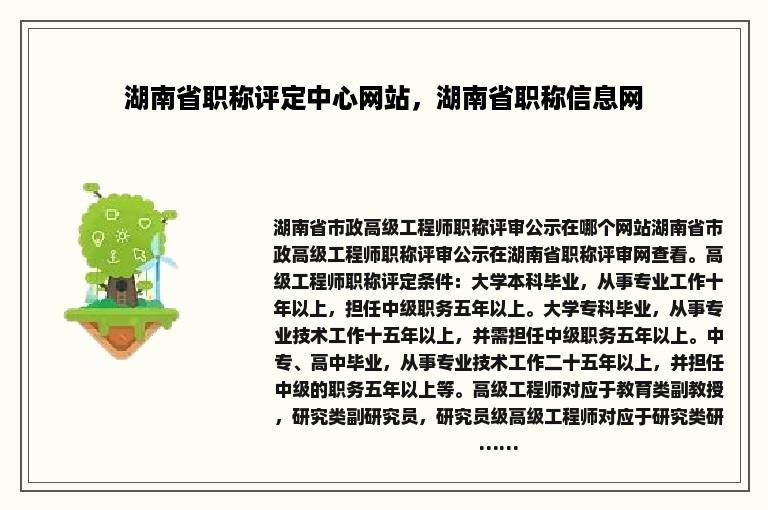 湖南省职称评定中心网站，湖南省职称信息网