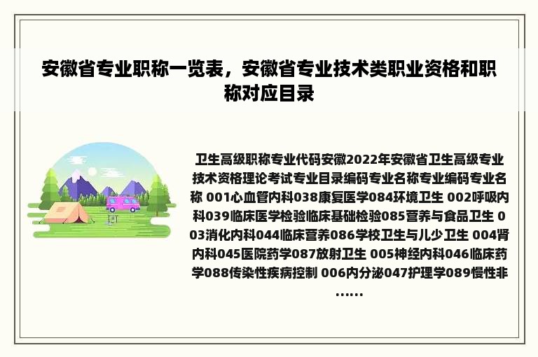 安徽省专业职称一览表，安徽省专业技术类职业资格和职称对应目录