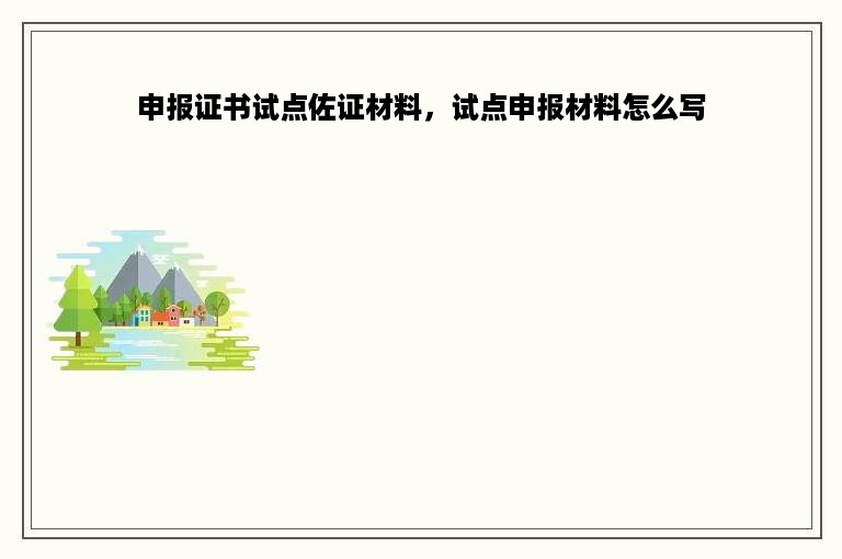 申报证书试点佐证材料，试点申报材料怎么写