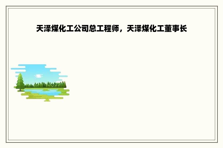 天泽煤化工公司总工程师，天泽煤化工董事长