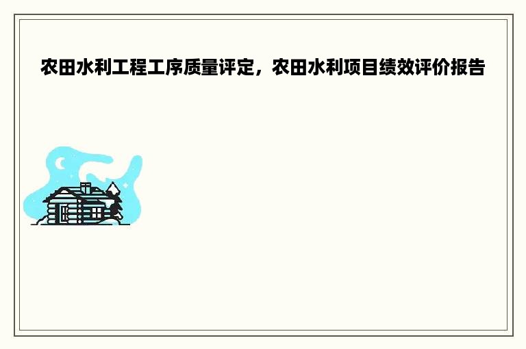 农田水利工程工序质量评定，农田水利项目绩效评价报告