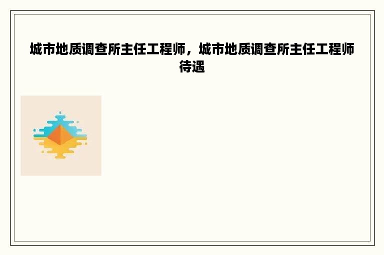 城市地质调查所主任工程师，城市地质调查所主任工程师待遇