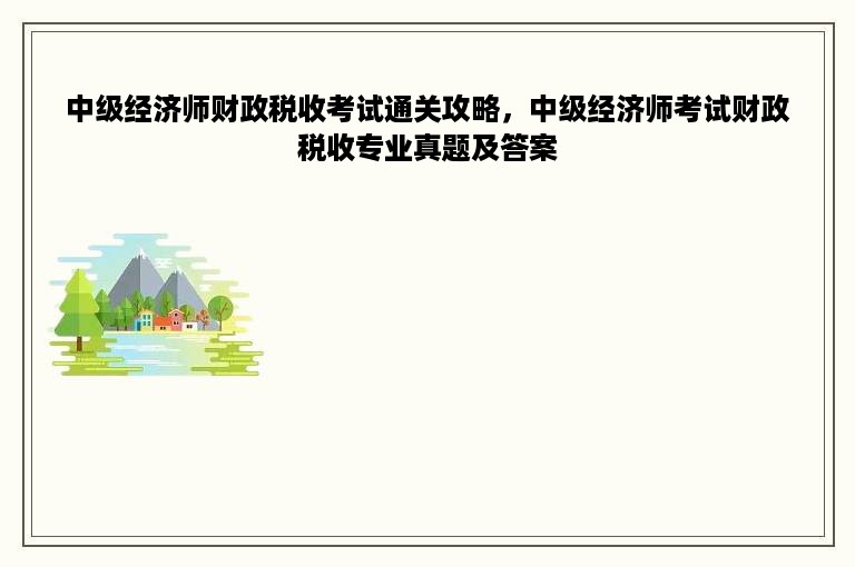 中级经济师财政税收考试通关攻略，中级经济师考试财政税收专业真题及答案