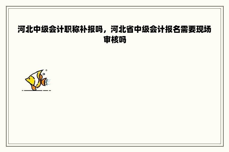 河北中级会计职称补报吗，河北省中级会计报名需要现场审核吗