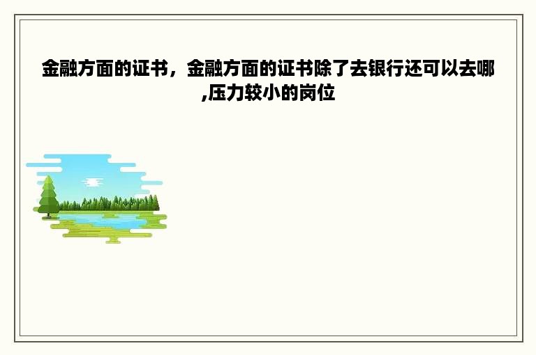 金融方面的证书，金融方面的证书除了去银行还可以去哪,压力较小的岗位