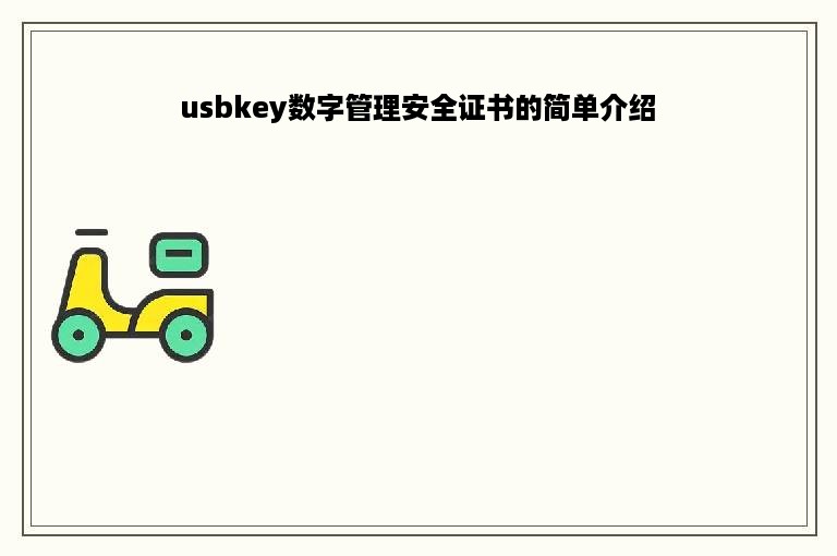 usbkey数字管理安全证书的简单介绍