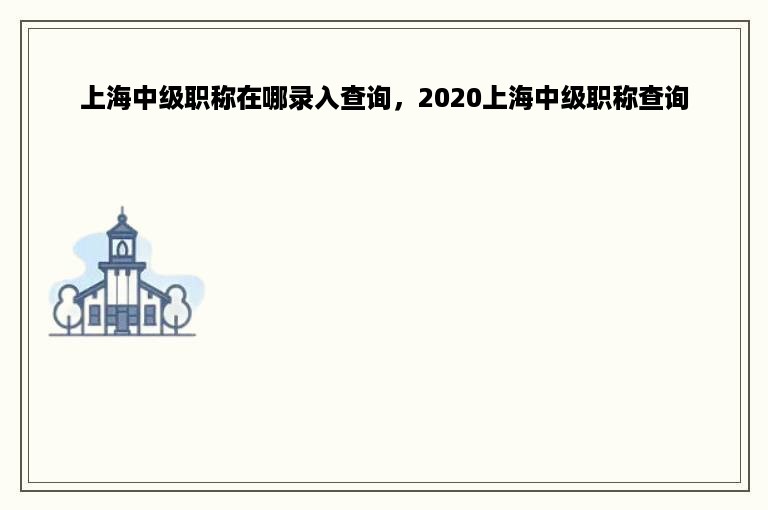 上海中级职称在哪录入查询，2020上海中级职称查询