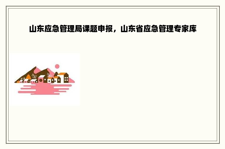 山东应急管理局课题申报，山东省应急管理专家库