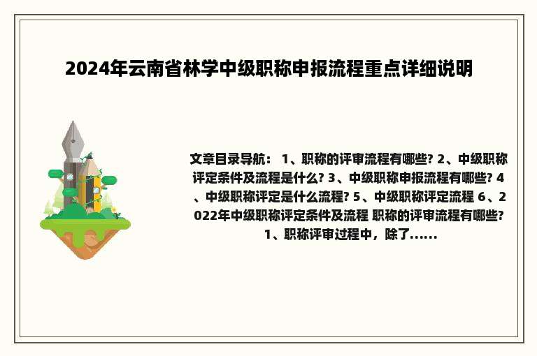 2024年云南省林学中级职称申报流程重点详细说明