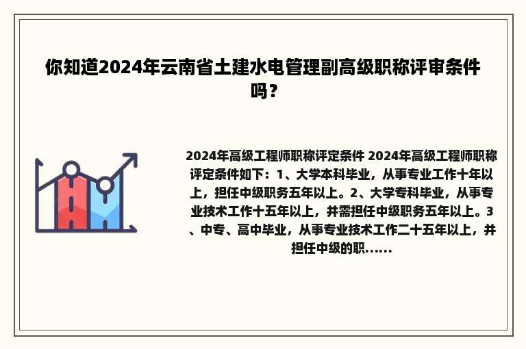 你知道2024年云南省土建水电管理副高级职称评审条件吗？