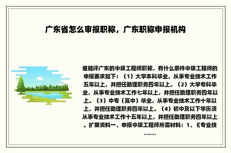 广东省怎么审报职称，广东职称申报机构