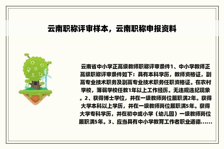 云南职称评审样本，云南职称申报资料