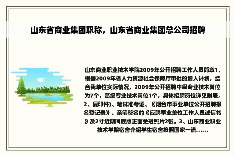 山东省商业集团职称，山东省商业集团总公司招聘