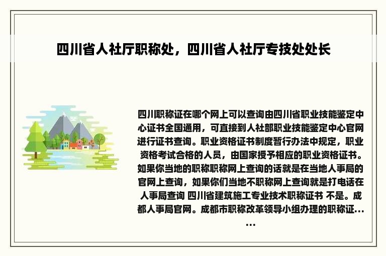 四川省人社厅职称处，四川省人社厅专技处处长