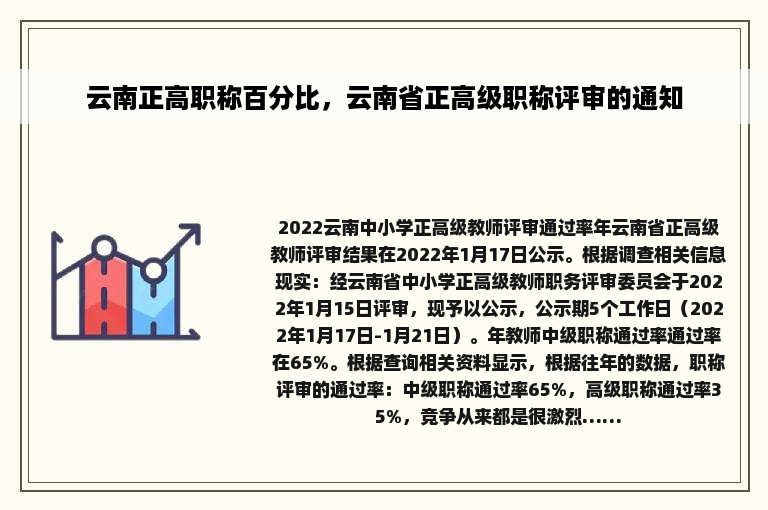 云南正高职称百分比，云南省正高级职称评审的通知