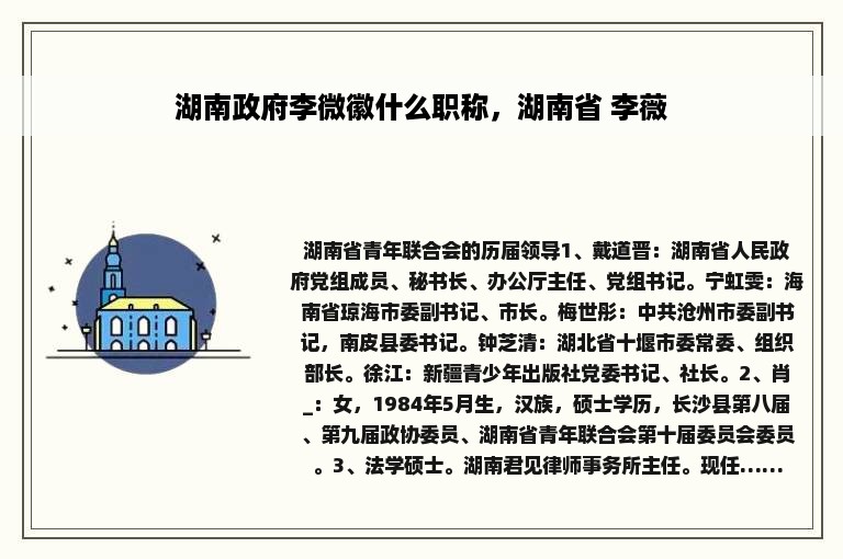 湖南政府李微徽什么职称，湖南省 李薇