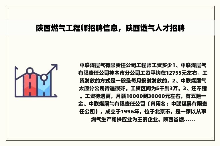 陕西燃气工程师招聘信息，陕西燃气人才招聘