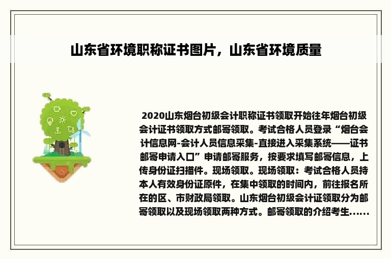 山东省环境职称证书图片，山东省环境质量