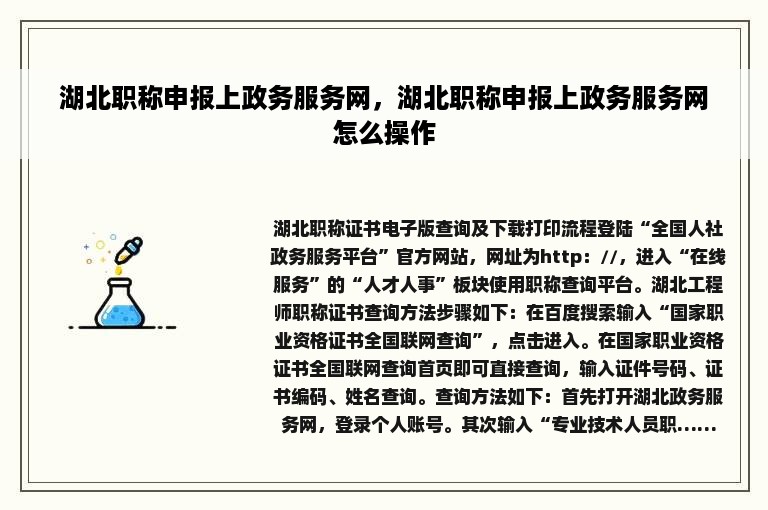 湖北职称申报上政务服务网，湖北职称申报上政务服务网怎么操作