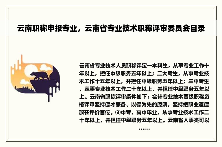 云南职称申报专业，云南省专业技术职称评审委员会目录