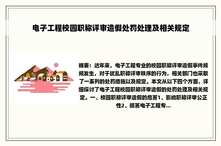 电子工程校园职称评审造假处罚处理及相关规定