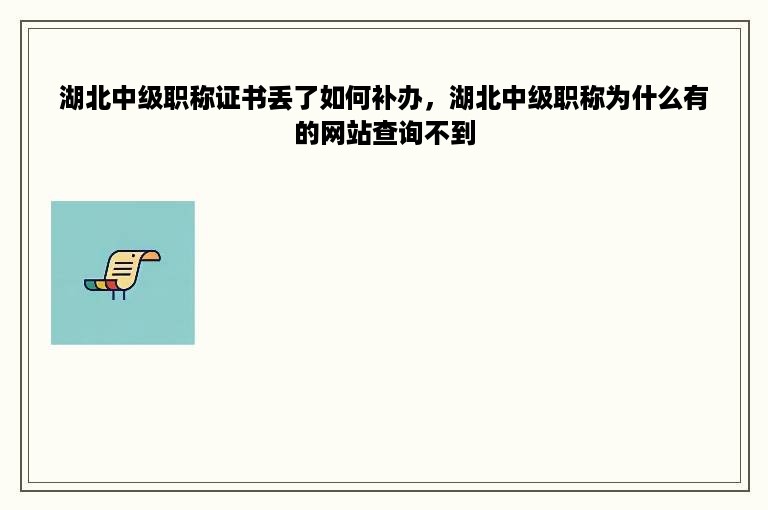 湖北中级职称证书丢了如何补办，湖北中级职称为什么有的网站查询不到