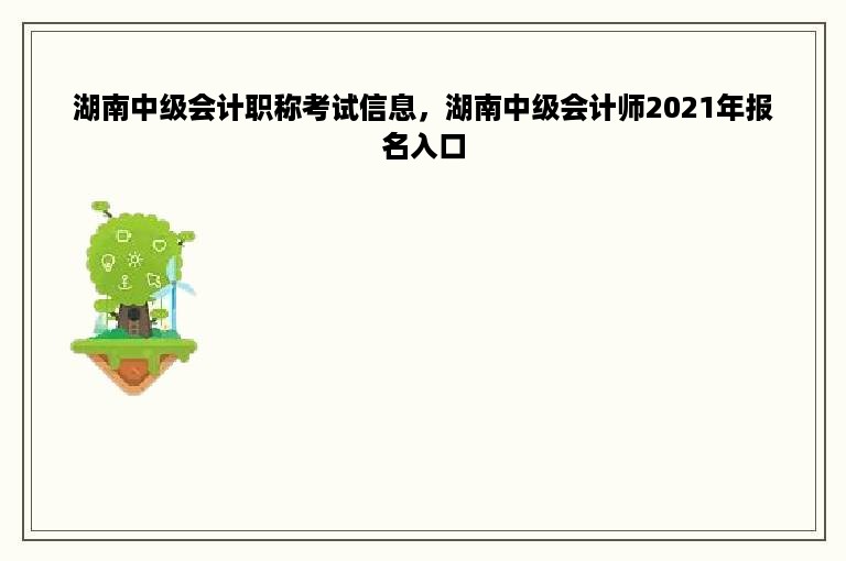 湖南中级会计职称考试信息，湖南中级会计师2021年报名入口