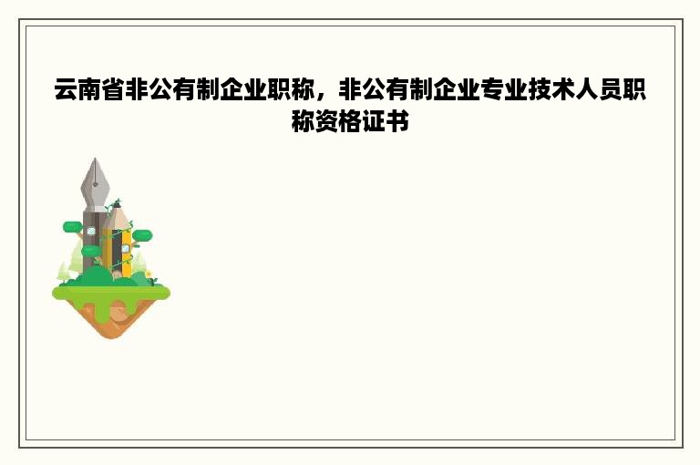 云南省非公有制企业职称，非公有制企业专业技术人员职称资格证书