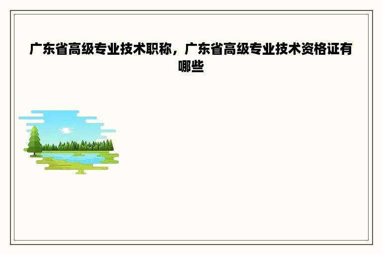 广东省高级专业技术职称，广东省高级专业技术资格证有哪些