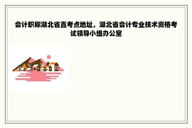 会计职称湖北省直考点地址，湖北省会计专业技术资格考试领导小组办公室