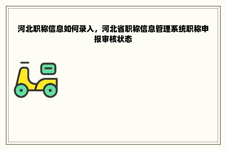 河北职称信息如何录入，河北省职称信息管理系统职称申报审核状态