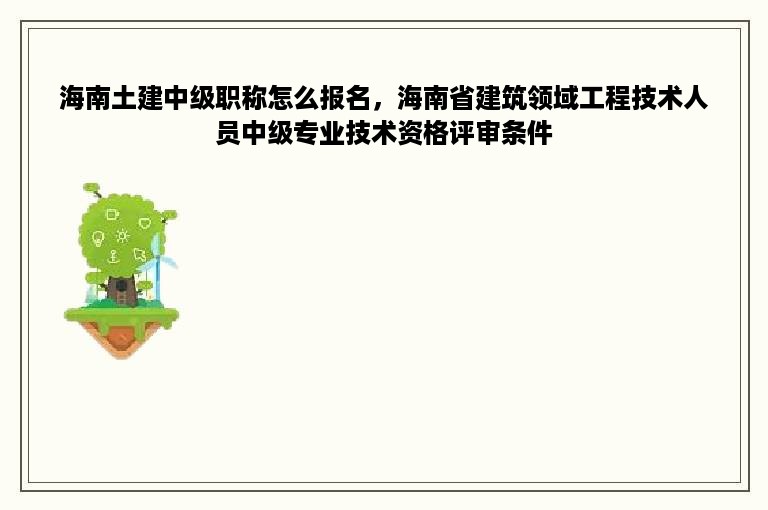 海南土建中级职称怎么报名，海南省建筑领域工程技术人员中级专业技术资格评审条件