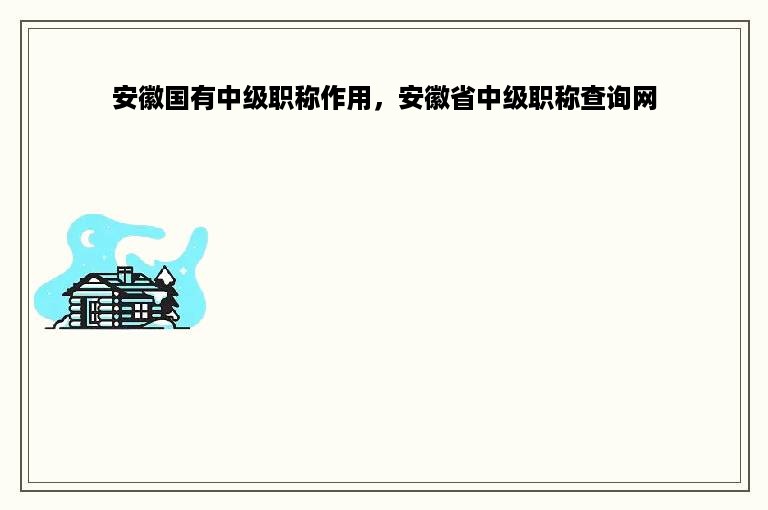 安徽国有中级职称作用，安徽省中级职称查询网