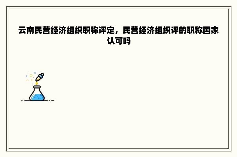 云南民营经济组织职称评定，民营经济组织评的职称国家认可吗