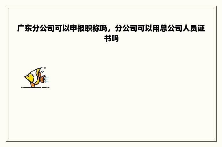 广东分公司可以申报职称吗，分公司可以用总公司人员证书吗