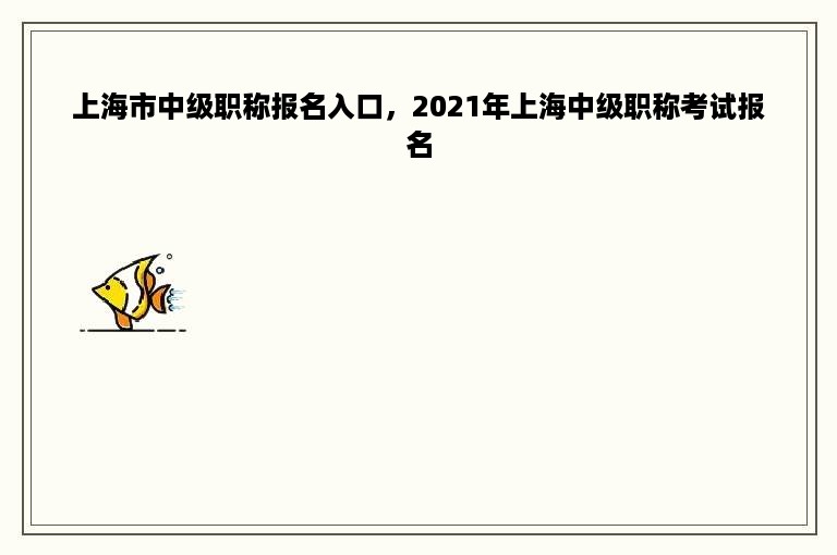 上海市中级职称报名入口，2021年上海中级职称考试报名