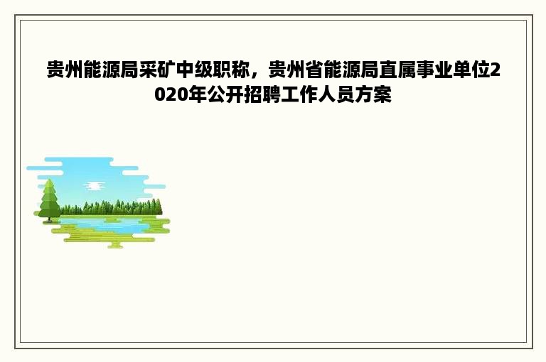 贵州能源局采矿中级职称，贵州省能源局直属事业单位2020年公开招聘工作人员方案