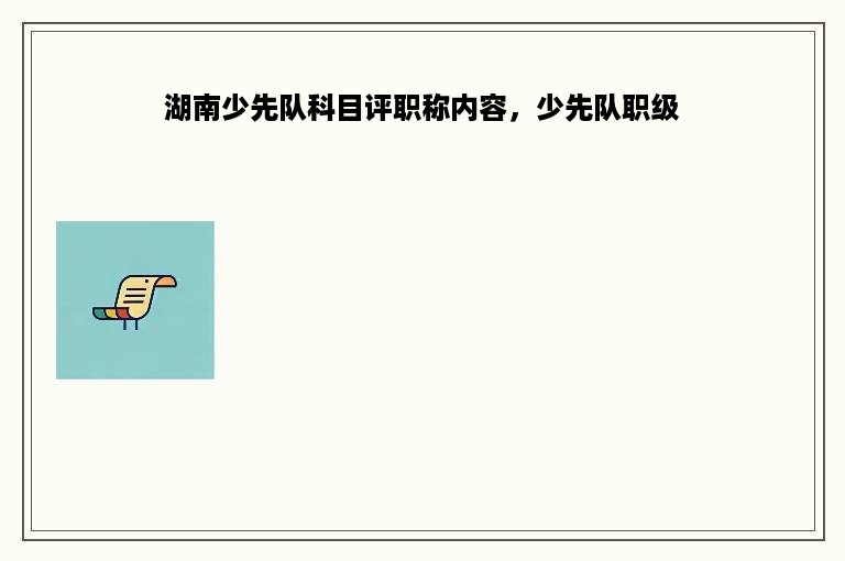 湖南少先队科目评职称内容，少先队职级