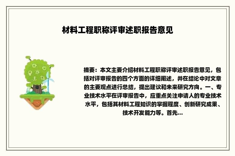 材料工程职称评审述职报告意见