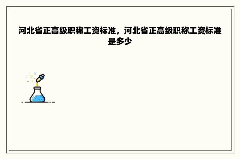 河北省正高级职称工资标准，河北省正高级职称工资标准是多少