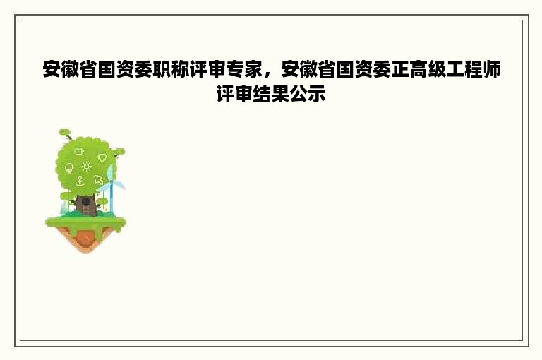 安徽省国资委职称评审专家，安徽省国资委正高级工程师评审结果公示